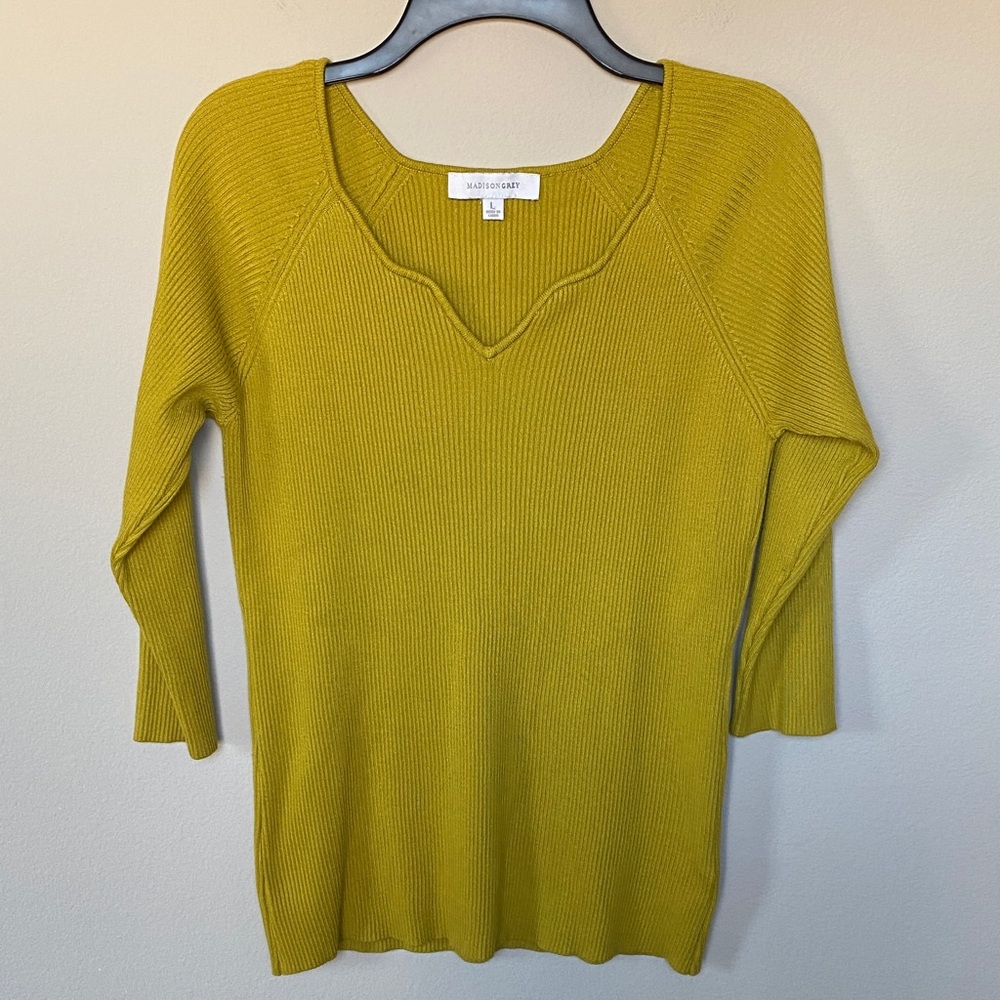 Madison Grey Chartreuse Ribbed Sweater